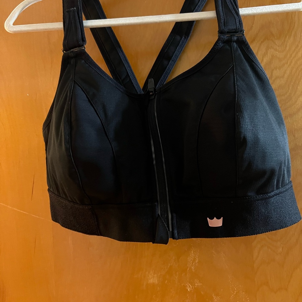SHEFIT Black Front-Zip High-Support Sports Bra